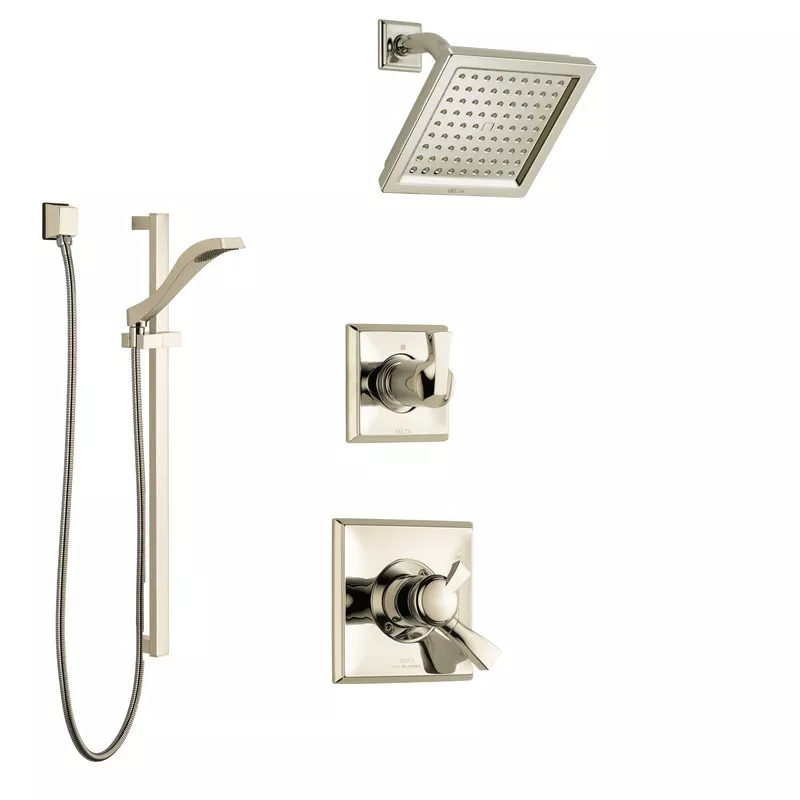 Delta Dryden Polished Nickel Finish Shower System with Dual Control Handle, 3-Setting Diverter, Showerhead, and 3 Body Sprays SS172511PN1